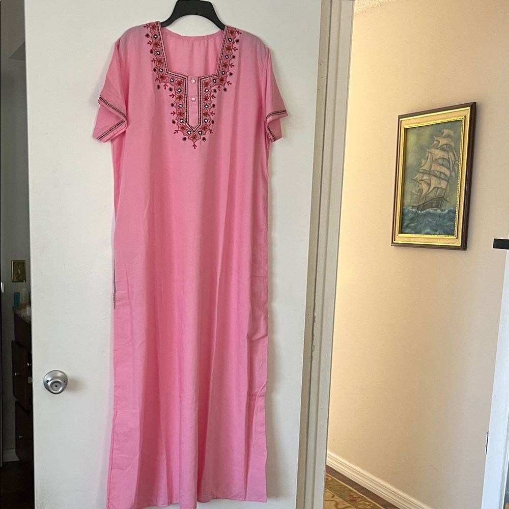 Pink Embroidered Maxi Dress